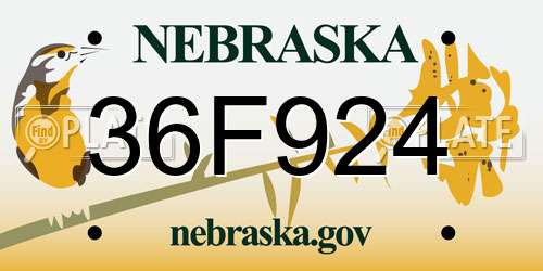 36F924 Nebraska License Plate