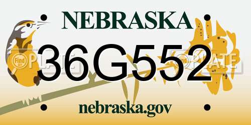 36G552 Nebraska License Plate