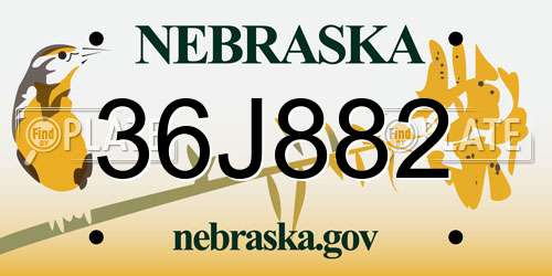 36J882 Nebraska License Plate