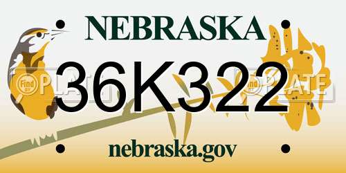36K322 Nebraska License Plate