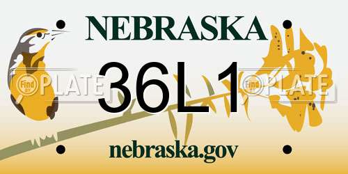36L1 Nebraska License Plate