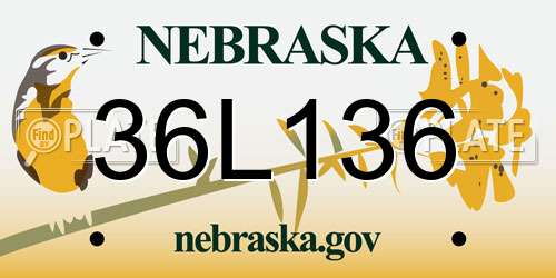 36L136 Nebraska License Plate