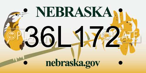 36L172 Nebraska License Plate
