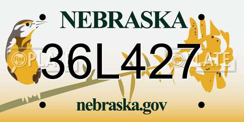 36L427 Nebraska License Plate