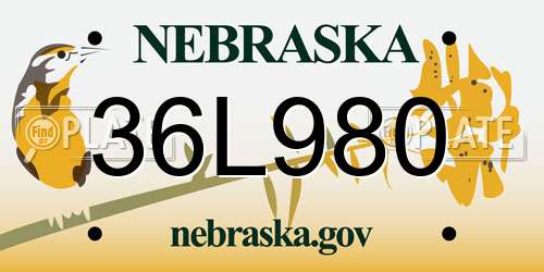 36L980 Nebraska License Plate