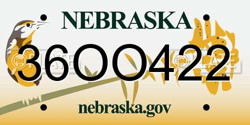 36OO422 Nebraska License Plate