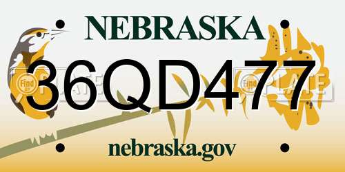 36QD477 Nebraska License Plate