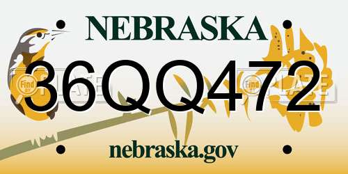 36QQ472 Nebraska License Plate