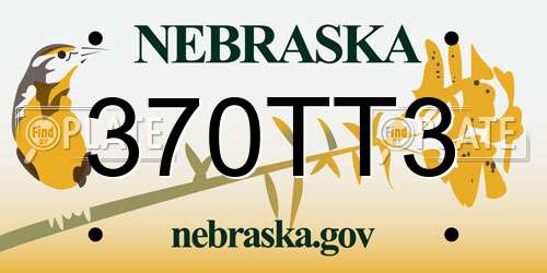 370TT3 Nebraska License Plate