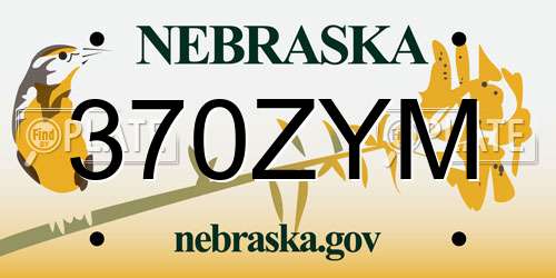 370ZYM Nebraska License Plate
