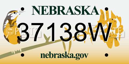 37138W Nebraska License Plate