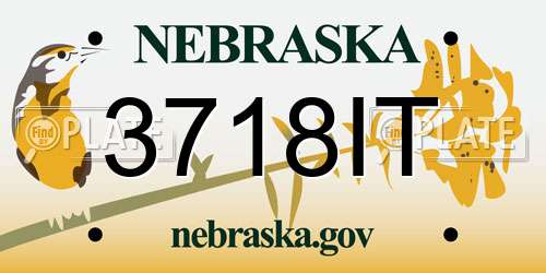 3718IT Nebraska License Plate