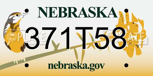 371T58 Nebraska License Plate