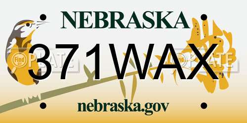 371WAX Nebraska License Plate