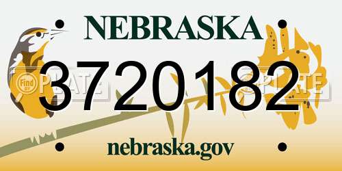 3720182 Nebraska License Plate