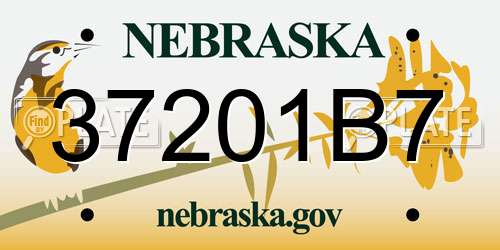 37201B7 Nebraska License Plate