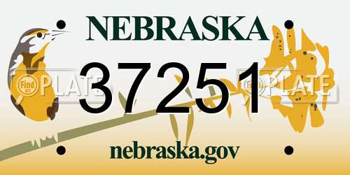 37251 Nebraska License Plate