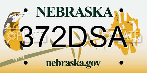372DSA Nebraska License Plate