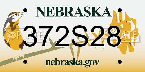 372S28 Nebraska License Plate