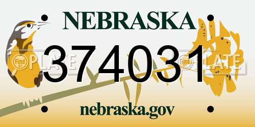 374031 Nebraska License Plate