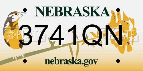 3741QN Nebraska License Plate