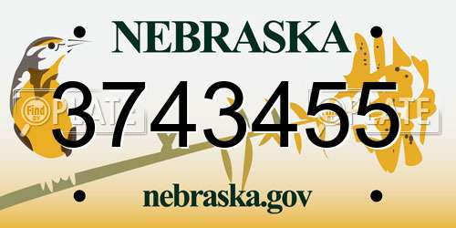 3743455 Nebraska License Plate