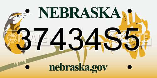 37434S5 Nebraska License Plate