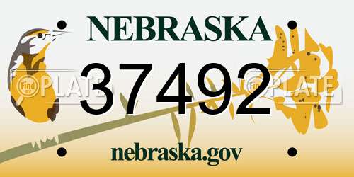37492 Nebraska License Plate