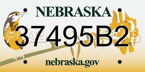 37495B2 Nebraska License Plate