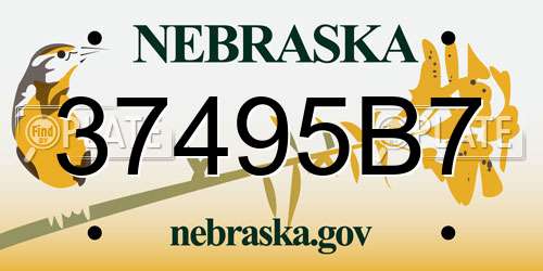 37495B7 Nebraska License Plate