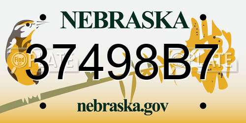 37498B7 Nebraska License Plate
