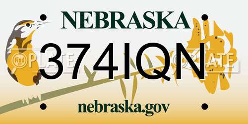 374IQN Nebraska License Plate