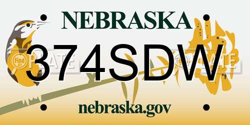 374SDW Nebraska License Plate