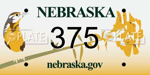 375 Nebraska License Plate