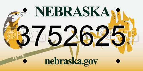 3752625 Nebraska License Plate