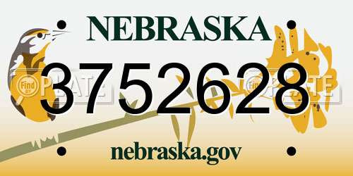 3752628 Nebraska License Plate