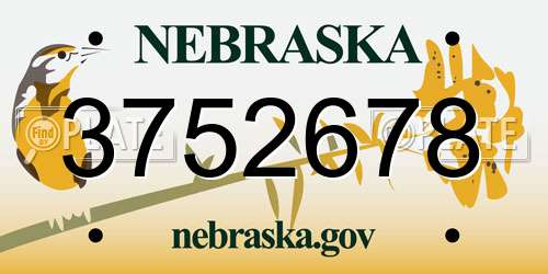 3752678 Nebraska License Plate