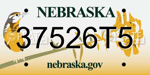 37526T5 Nebraska License Plate