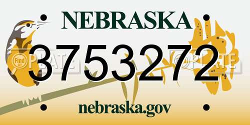 3753272 Nebraska License Plate