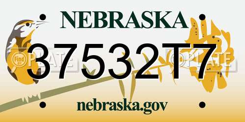 37532T7 Nebraska License Plate