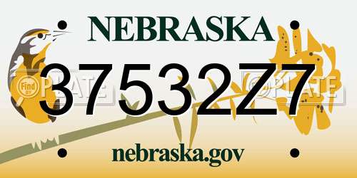 37532Z7 Nebraska License Plate