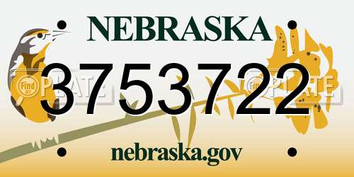 3753722 Nebraska License Plate