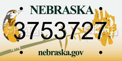 3753727 Nebraska License Plate