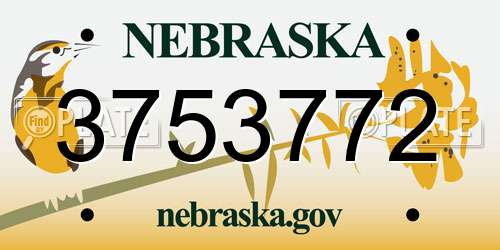 3753772 Nebraska License Plate