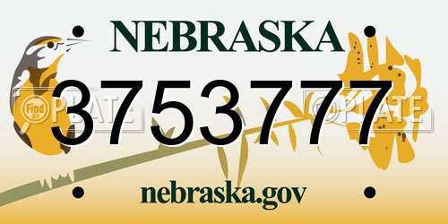 3753777 Nebraska License Plate