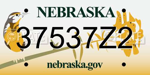 37537Z2 Nebraska License Plate