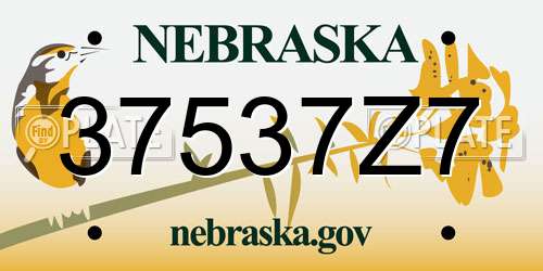 37537Z7 Nebraska License Plate