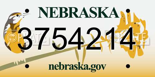 3754214 Nebraska License Plate