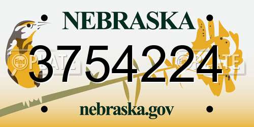 3754224 Nebraska License Plate