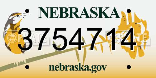 3754714 Nebraska License Plate
